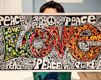14 x 26 &quot;Love & Peace&quot; Signed Print