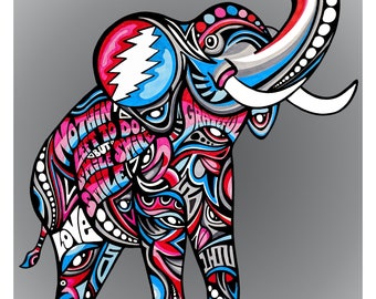 TRUNKIN' Elephant Signed Print 14 x 18.5