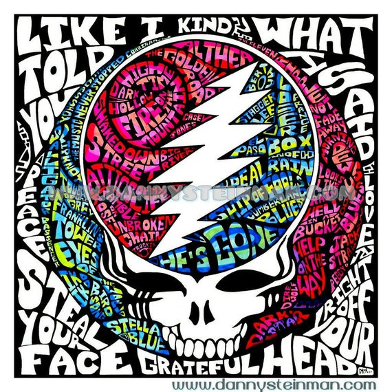 Grateful Dead Psychedelic Poster Print He's Gone 14 x 14 Etsy