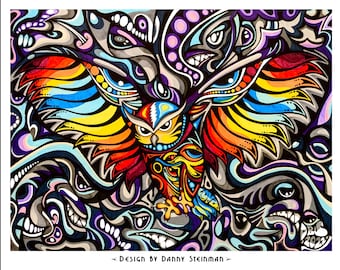 Blow Away Owl: Signed Print " 14 x 18