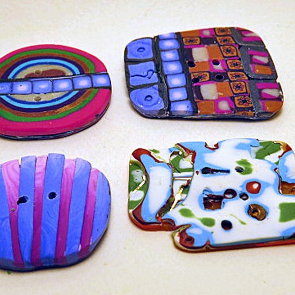 Buttons. Large bright multi-pattern buttons in unusual shapes. Unique decorative buttons for crafts and clothing. Sold individually.