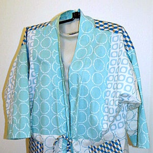 Jukata Jacket. Original design multi print collaged casual Jacket. Mint colour version. Trans-seasonal light jacket.