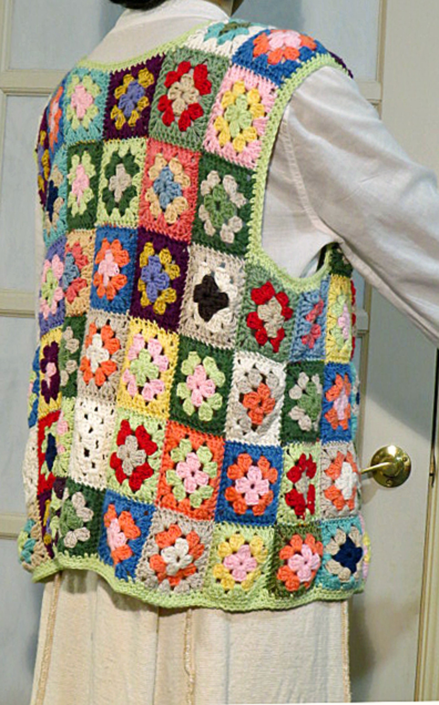 Vest. Womens' hand crochet granny square vest. One of a Etsy