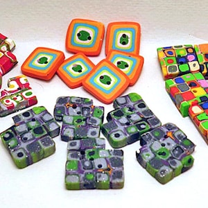 Polymer Clay Buttons: Colorful Square Handmade Designs