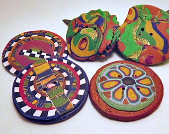 1/2 PRICE BUTTON SALE. Large round decorative buttons. Unique hand made decorative button for crafts and clothing. Sold individually