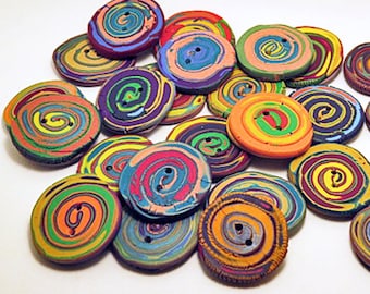 Spiral Art Buttons: Hand-Formed Multi-Colored Decorative Buttons