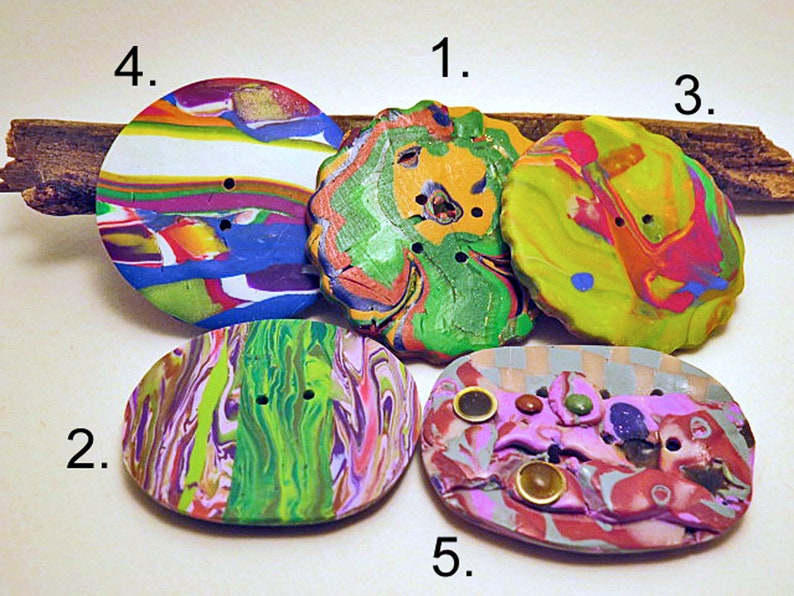 Buttons. Large round or oval buttons. Unique hand made buttons for crafts, clothing and textile arts. Sold individually. image 6