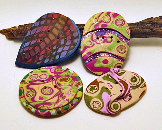 Buttons. Very Large Buttons With Patterns and Vibrant Colours. Unique Hand  Made Buttons for Crafts and Clothing. 