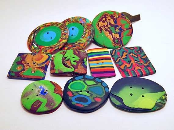 Buttons. Large Decorative Buttons Made in Distinctive Styles. Unique Hand  Made Buttons for Crafts and Clothing With Exciting Colour Designs 