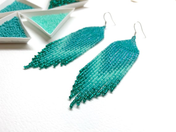 Boucles D'oreilles Pendantes Turquoise à Franges, Perles Gouttes, Doré, Neuves