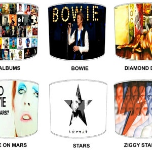David Bowie Album Covers Lamp shades Wall Art Wall Murals Duvets Bedspreads Quilts Cushions Ceiling lights Pendant shades Table lampshades