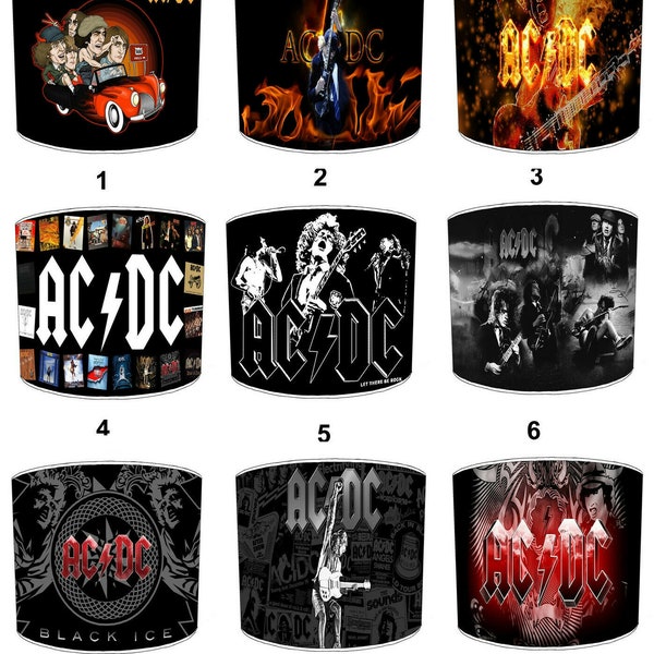 AC DC Heavy Rock Band Abat-jour pour lampes de table de chevet Plafonniers abat-jour Suspensions Éclairage Night Lights Floor Standard Drum Mood Wall