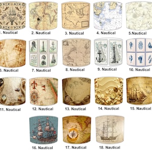 Abat-jour Cartes marines vintage Art mural Peintures murales Couettes Coussins Couvre-lits Abat-jour de plafond Suspensions Abat-jour de lampe de table