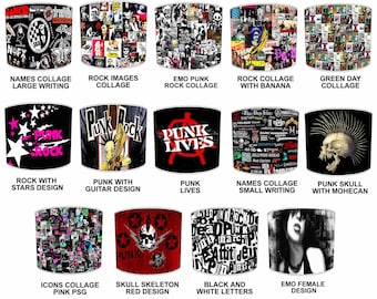 Musique Punk Rock Bands Abat-jour pour lampes de table de chevet Plafonniers Stores Pendentifs Éclairage Night Lights Floor Standard Drum Mood Wall