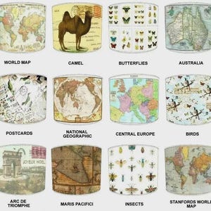 Vintage Cavallini Postkarten Alte Karten Lampenschirme Wandbilder Tapeten Kissen Bettdecken Quilts Deckenlampenschirme Anhänger Tischlampenschirme