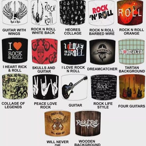 Paralumi Rock n Roll Carta da parati Decorazioni murali Murales Poster Cuscini Piumini Trapunte Copriletti Lampade da soffitto Pendenti Paralumi per lampade da tavolo