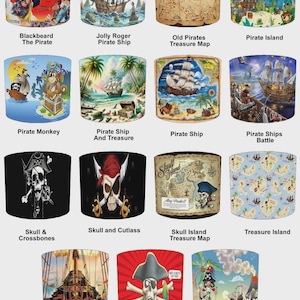 Children's Pirates Lampshades Wallpaper Wall Art Murals Duvets Quilts Curtains Toys & Games Ceiling light shades Pendants Table lamp shades