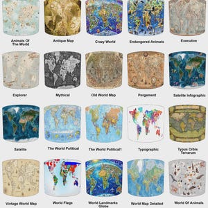 Cartes du monde Abat-jour Atlas Papiers peints Art mural Papier peint Couettes Courtespointes Couvre-lits Coussins Abat-jour pour plafond Suspensions Abat-jour de lampe de table