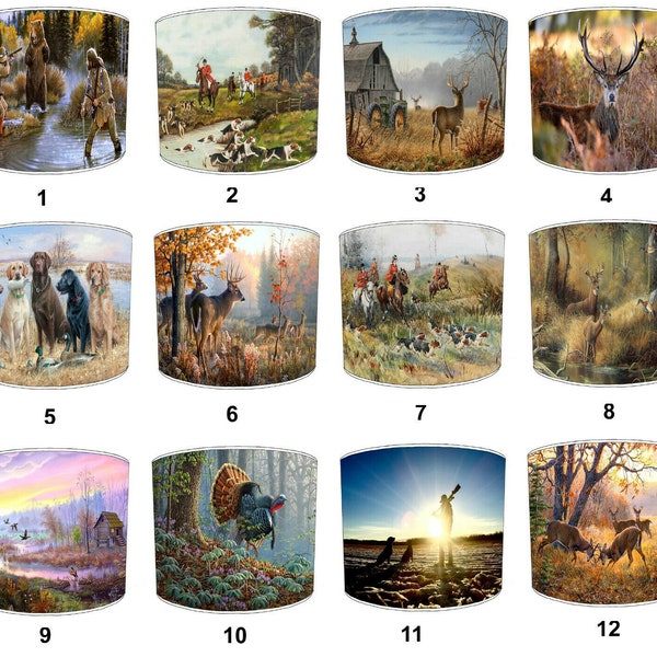 Pheasant Deer Stag Fox Hunting Scene Lampshade For Bedside Table Lamps Ceiling Lightshades Pendants Lighting Lights Floor Standard Drum