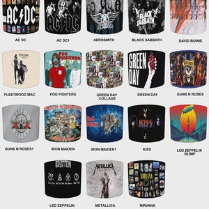 Rockbands albumhoezen trommel lampenkappen: muziekkamer decor, handgemaakt om op te hangen plafondlamp hangers of tafellampenkappen