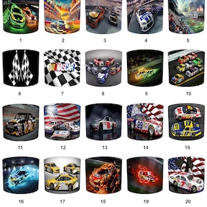Papiers peints Motorsport NASCAR Abat-jour Papier peint Motorsport NASCAR Housses de couette NASCAR Plafonniers NASCAR Voitures de course Abat-jour