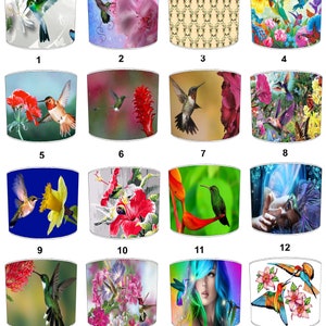 Pantallas de lámparas con pájaros colibríes exóticos, murales de pared, papel tapiz, cojines, edredones, juegos de cama, lámparas de techo, pantallas colgantes, pantallas para lámparas de mesa