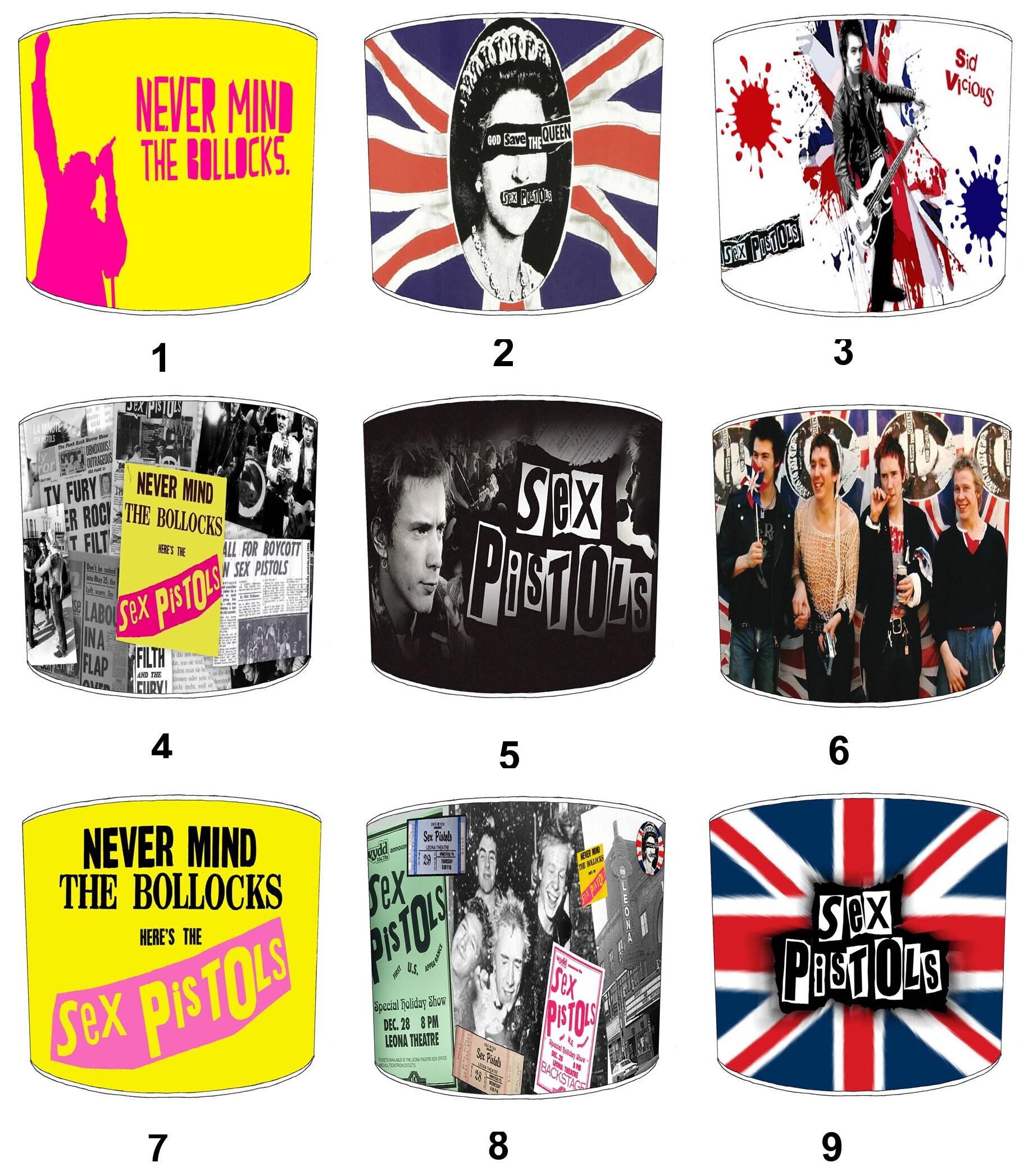 Sex Pistols Lamp Shades To Fit Either A Table Lamp Base Or A Etsy