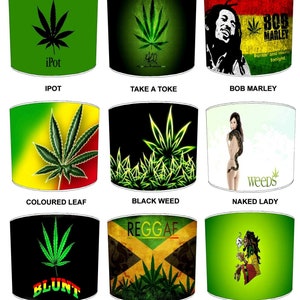 Bob Marley Reggae Cannabis Marijuana Weed Lampshades Wall Art Murals Duvets Quilts Cushions Ceiling light shades Pendants Table lamp shades