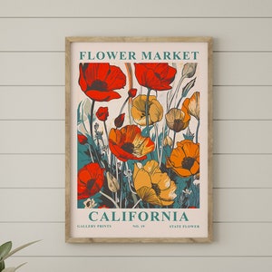 Golden Poppy Flower Market Poster: California State Flower Art (Digital Download)