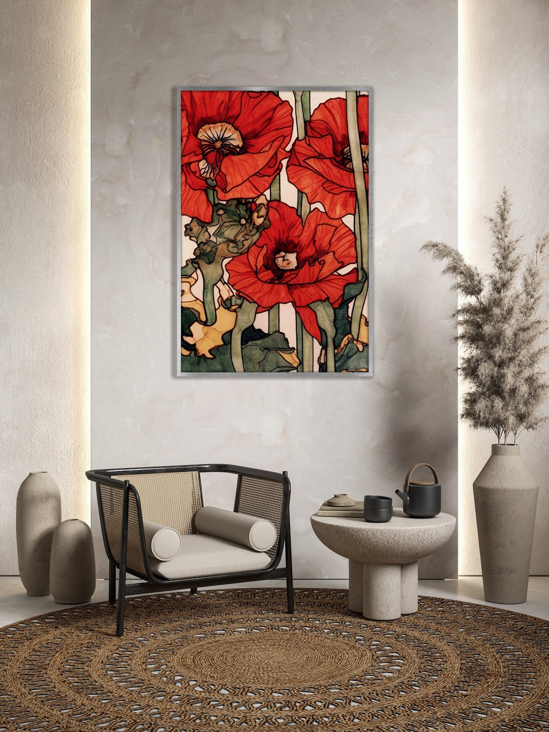 Framed Red Poppy Canvas Print: Floral Wall Art - Etsy
