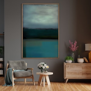 Rothko Style Abstract Canvas Print: Blue Green Color Field Painting