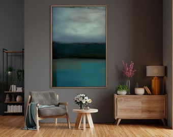 Rothko Style Abstract Canvas Print: Blue Green Color Field Painting