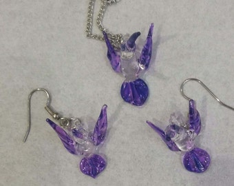 Hummingbird neck/earring set
