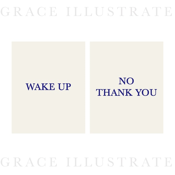 Wake Up, No Thank You - Set of 2 DIGITAL Wall Art Prints