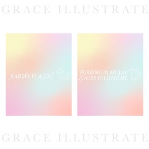 Karma is a Cat - Set of 2 DIGITAL Wall Art Prints