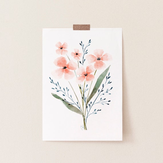 Rosa Aquarell Blumen Aquarell Blumen Aquarell Rosa Etsy