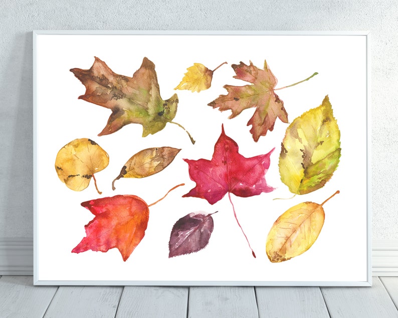Leaf Print Colorful Leaves Autumn Welcome Fall Autumn Decor Autumn Leaves Fall Decor Watercolor Fall Leaves Fall Painting