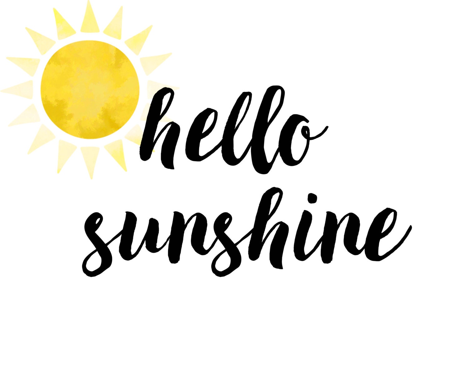 Hello Sunshine Typography Print Watercolor Printable Art | Etsy