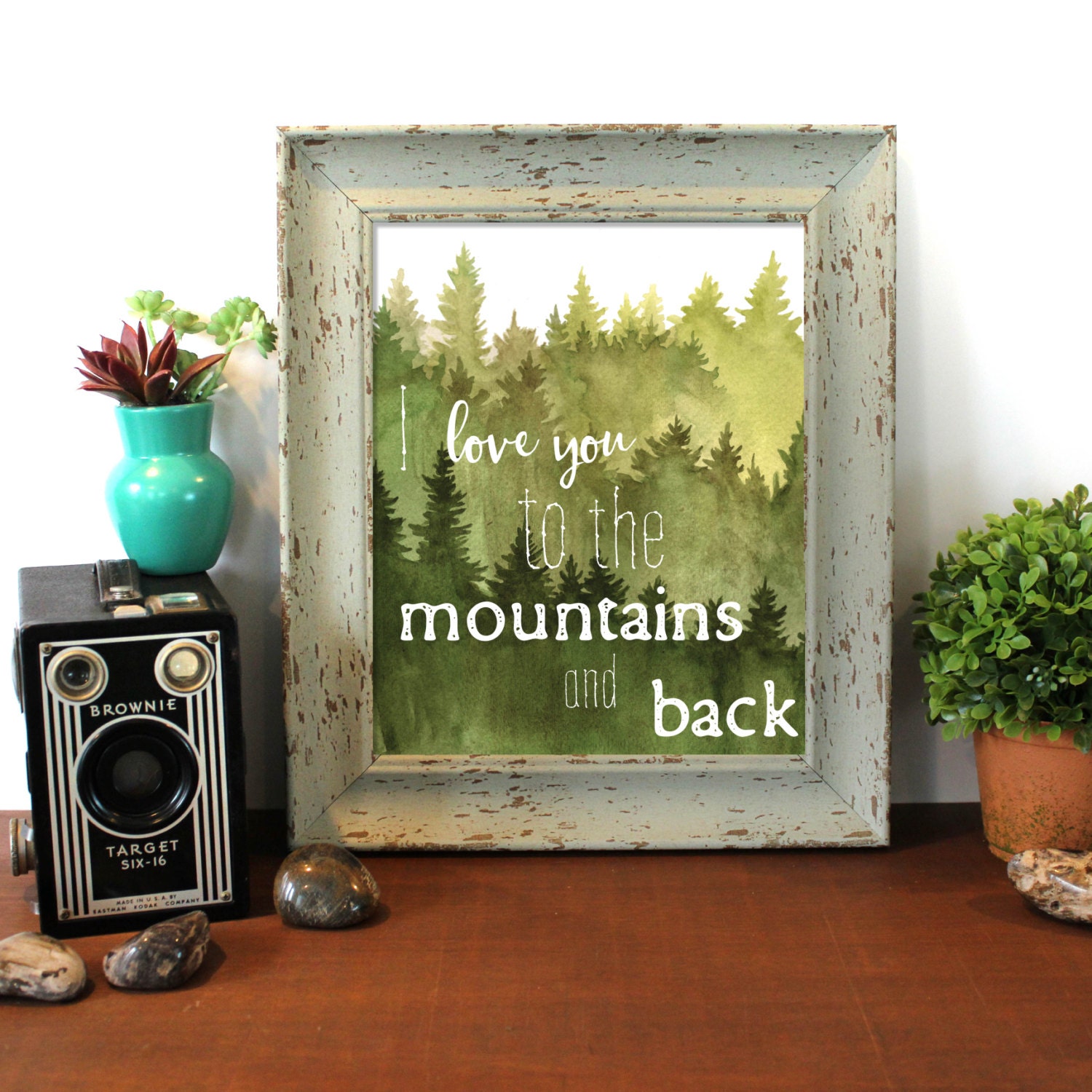 I love you to the mountains and back Tree watercolor Etsy