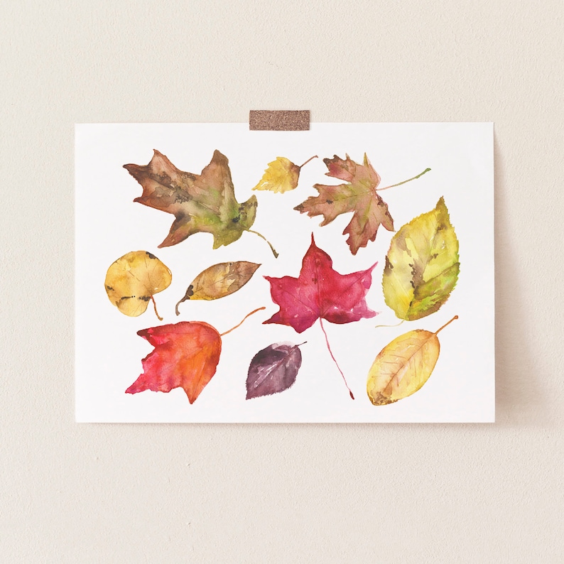 Leaf Print Colorful Leaves Autumn Welcome Fall Autumn Decor Autumn Leaves Fall Decor Watercolor Fall Leaves Fall Painting