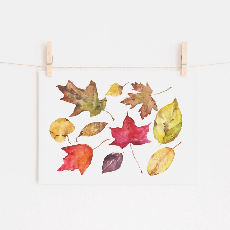 Leaf Print Colorful Leaves Autumn Welcome Fall Autumn Decor Autumn Leaves Fall Decor Watercolor Fall Leaves Fall Painting