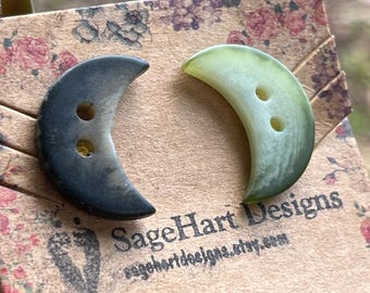 Mid-century Crescent Moon Button Studs