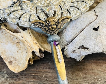 Rhinestone and Skeleton Key Necklace
