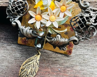 Vintage Buckle and Bird Brooch