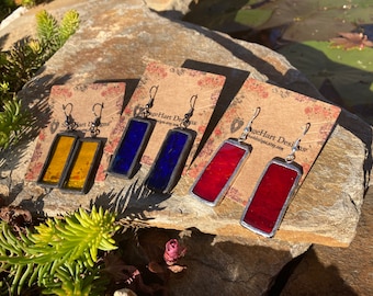 Custom Stained Glass Earrings (Rectangle)