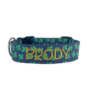 St. Patrick&#39;s Day Dog Collar, Personalized Collar, 4 leaf clover Collar, Green Collar, Personalized Gift, Shamrock Dog Collar, Custom Collar