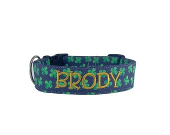 St. Pattys Day Dog Collar, Personalized Collar, 4 leaf clover Collar, Green Collar, Dog Collar, Shamrock Dog Collar, St. Patricks Day Dog