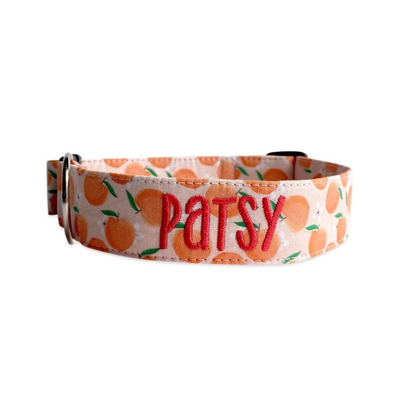 Peaches Dog Collar, Peach Collar, Custom Dog Collar, Personalized Dog Collar, Embroidered Dog Collar, Engraved Dog Collars, Summer Collar