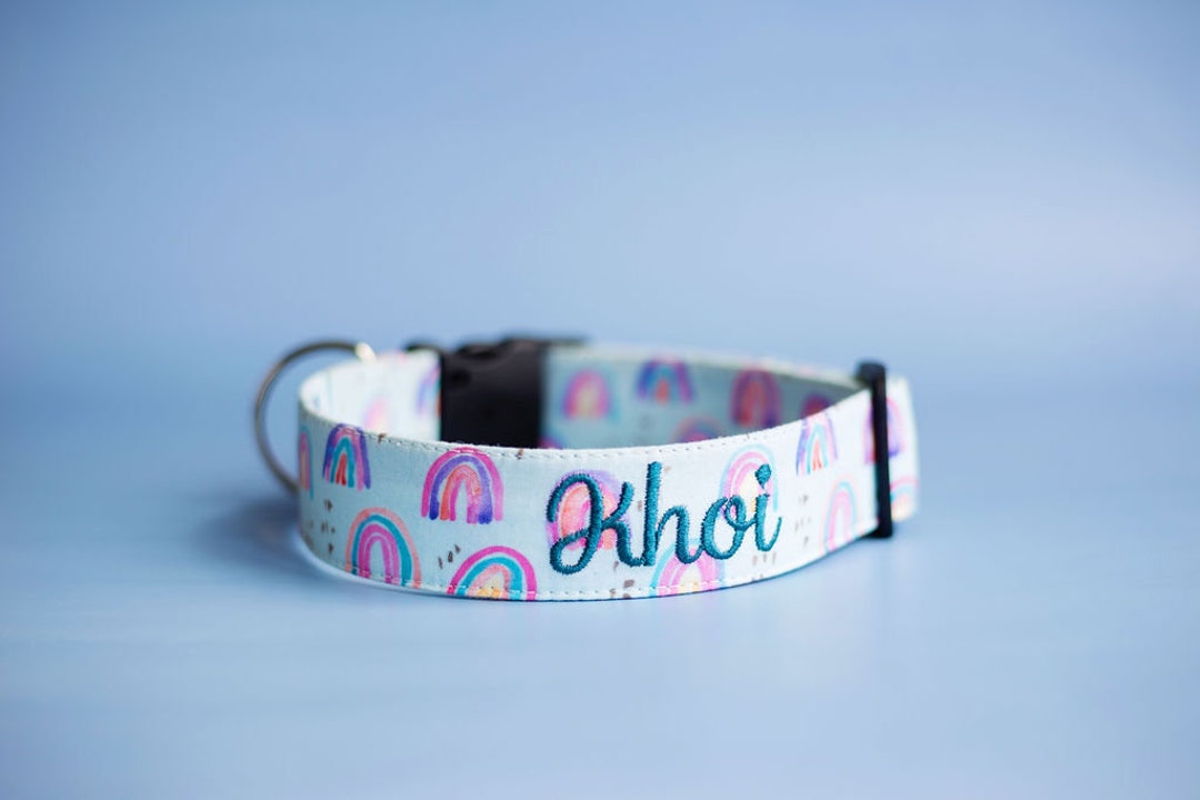 Rainbow Dog Collar Personalized Dog Collar Dog Collar Etsy