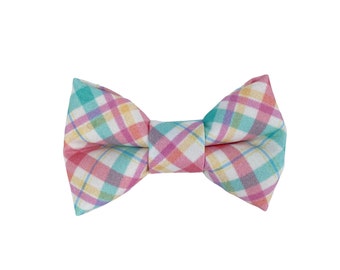 Spring Plaid Dog Collar Bow Tie, Bow Tie for Dogs, Bow Tie for Dog Collars, Easter Bow Tie, Dog Collar Accessories by Duke & Fox®